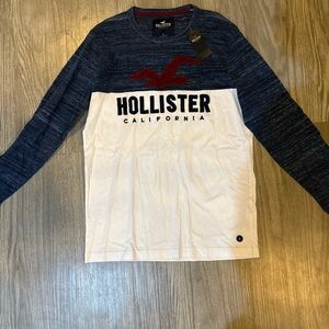 Hollister Blue and Red Crew Neck Tee